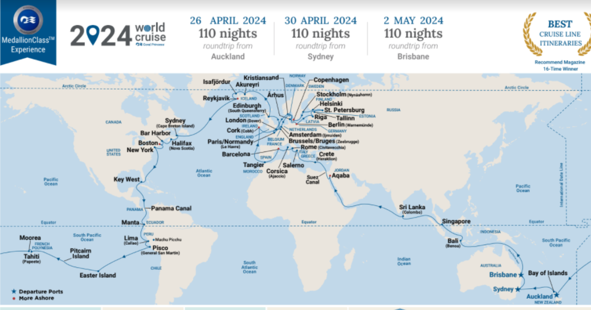 Princess World Cruise & Sectors 2025 Just Cruises